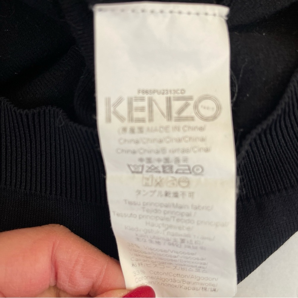 Vintage KENZO Black Sweater with Red and White Embroidered Accents - Picture 8 of 8
